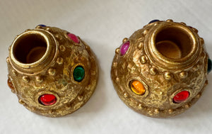 Vtg Jeweled Candleholders