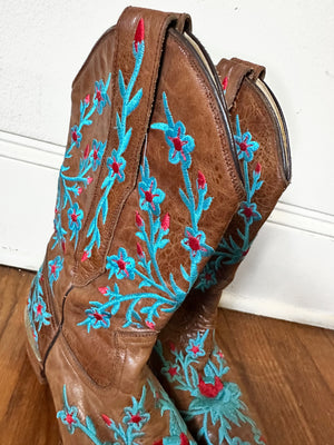 Y2K Women’s Leather & Embroidered Old Gringo Boots | Size: 8