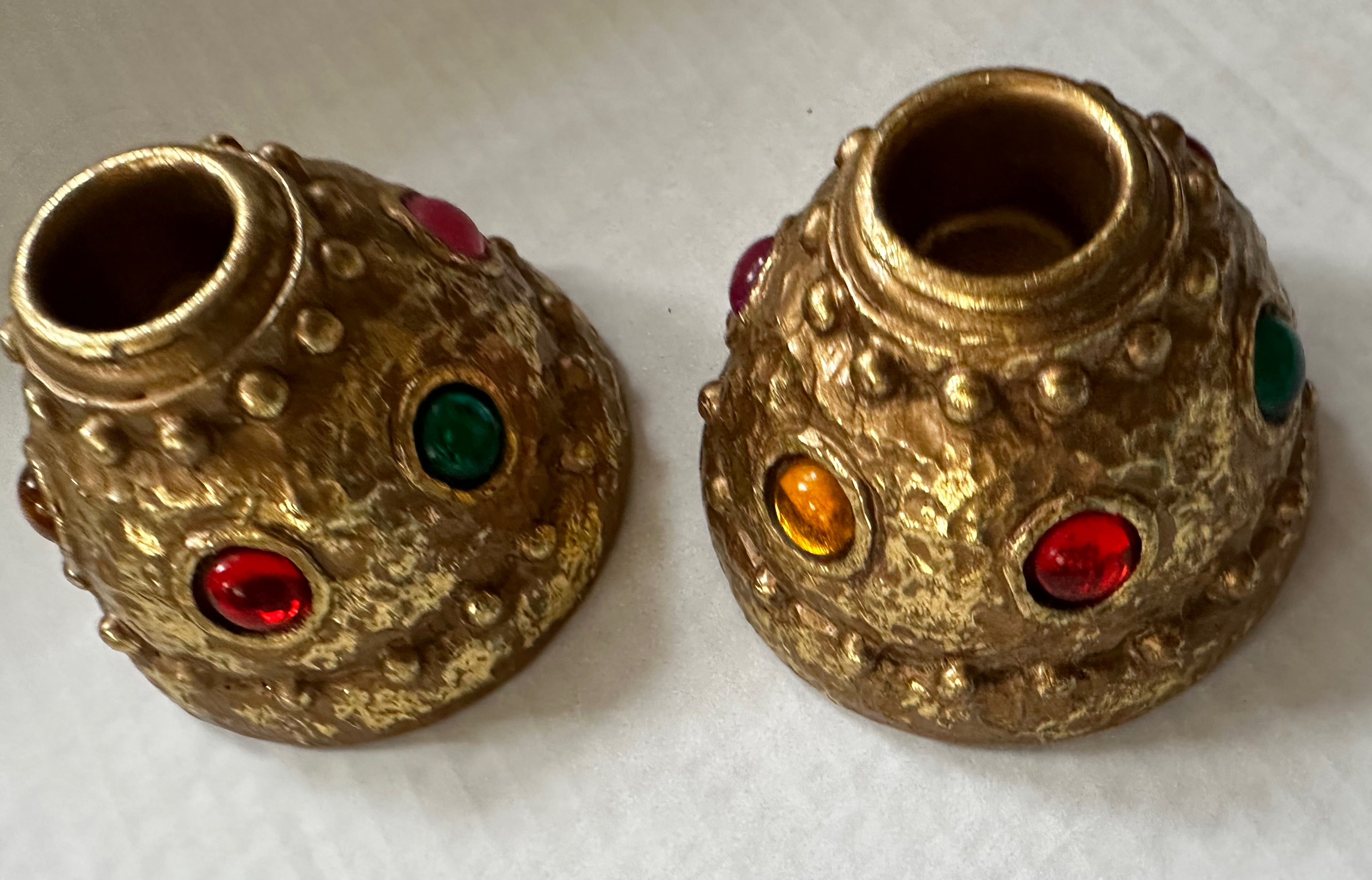 Vtg Jeweled Candleholders