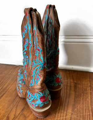 Y2K Women’s Leather & Embroidered Old Gringo Boots | Size: 8