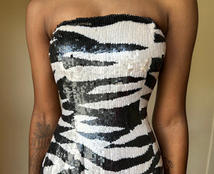 Pena Vtg Sequin Zebra Dress | 2/4