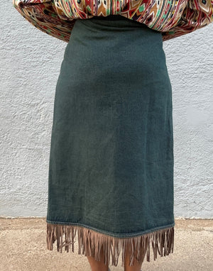 Kali Vtg Denim & Fringe Wrap Skirt | 12/14